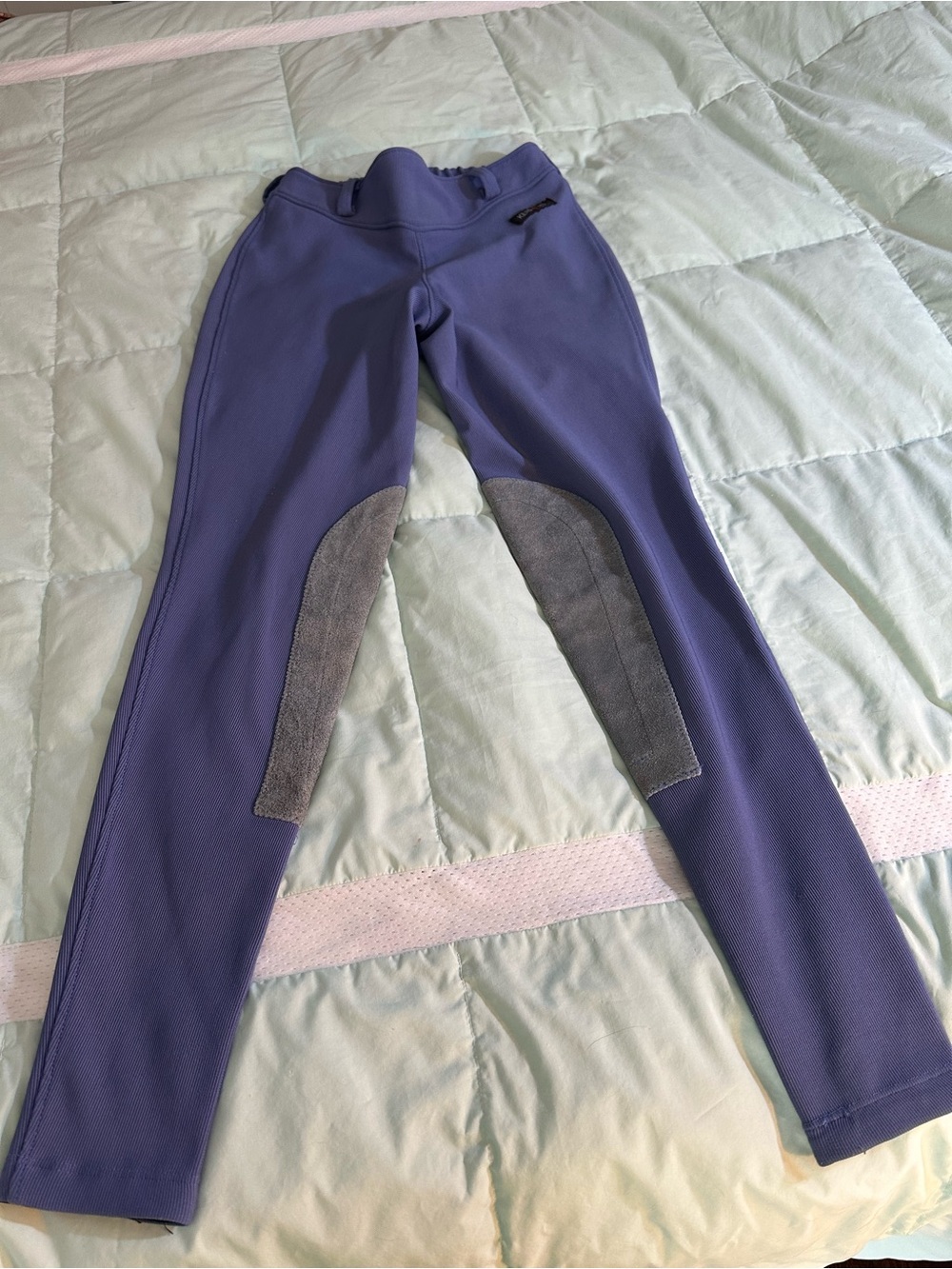 Kerrits Purple Kids Riding Leggings with Gray Knee Patches